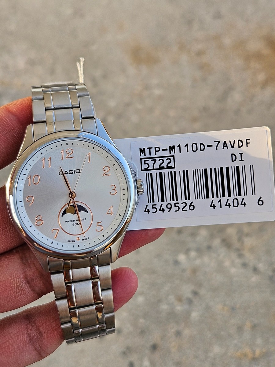 Casio MTP-M110D-7AVDF Men's Moon Phase Watch Stainless Steel