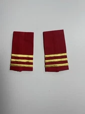 Soviet Military Shoulder Board Rank Insignia Pair – Red w/ 3 Gold Stripes USSR