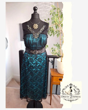 Womens Long Lace Dress UK 18 XL  Steampunk Whimsygoth Satin Unique Vintage Art