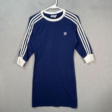 Adidas Originals Womens Medium Blue Dress With White Stripes  Logo 3/4 Sleeve