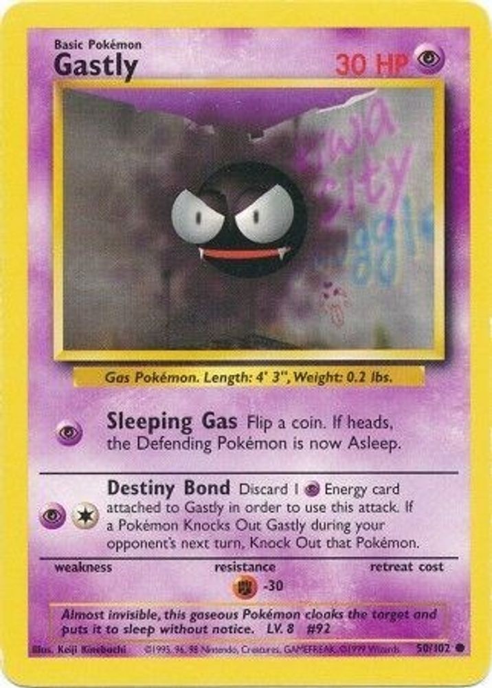GASTLY 50/102 BASE SET UNLIMITED COMMON NM POKEMON