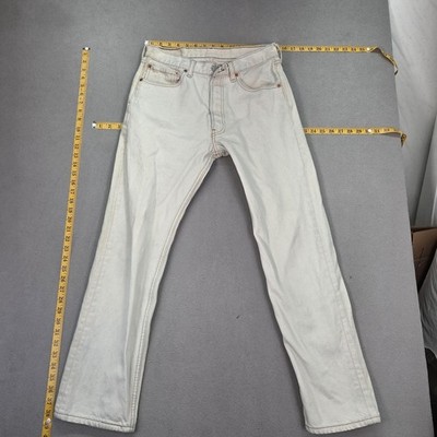 Vintage Levis 501 Jeans Mens White Straight Button Fly Made USA 90s Fits 30x28