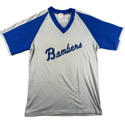VTG 80s Dodger Sportswear Mesh Sleeve Baseball Shirt SMALL  V-Neck USA Made