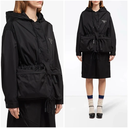 NEUF ! AUTHENTIQUE veste zippée oversize à cordon Prada, taille IT 38 (= US 2)
