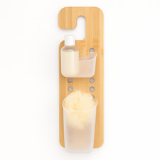 Mensola Porta Accessori da Bagno in Legno di Bambù e Abs 14x10 H 44 cm Moderno