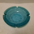 Vtg Anchor Hocking Soreno Aqua Blue Glass Ashtray Bowl 8 3/4” Mid Century MCM