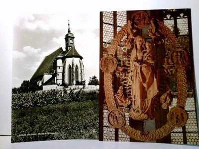 Volkach am Main - Kirchberg. 2 x Alte Ansichtskarte / Postkarte farbig u. s/w, u