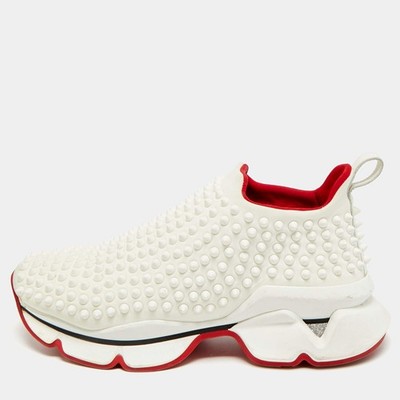 Christian Louboutin スパイク ソックス スニーカー 38 Christian Louboutin Spike Size 38 White Neoprene Sock Slip On