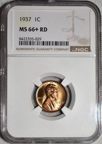 NGC MS-66+ RD 1937-P Lincoln Cent, Cartwheeling, Impeccable, Superb Gem.