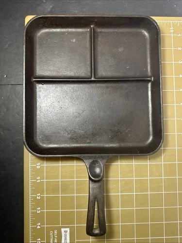 Rare Wagner Ware Bacon & Eggs Cast Iron Breakfast Skillet