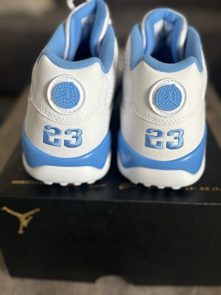 Tamanho 12 - Nike Air Jordan 9 golfe retrô baixo branco azul universitário UNC FJ5934-101 - Imagem 4 de 4