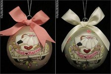 BLOWN GLASS 2016 WEDDING BRIDE GROOM CAR JUST MARRIED MARRIAGE ORNAMENT NWT