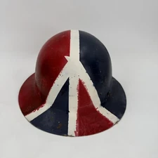 Vintage Painted MSA Skull Guard Brown Full Brim Safety Hard Hat Helmet