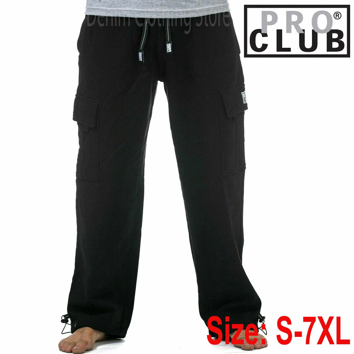 Pro Club Men s Heavyweight Track Fleece Cargo Pants Sweatpants S 7XL