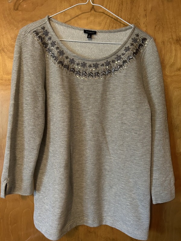 Great Talbots Terrycloth Christmas/ Winter thick tee M beaded tunic
