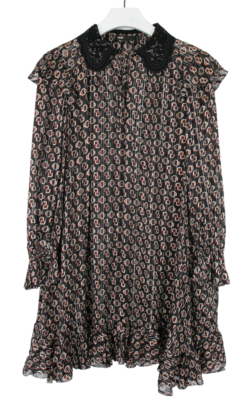 MAJE Dress Women's (EU) 40 Transparent Metallic Printed Ruffled Hem | eBay