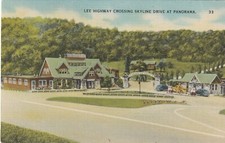 Crossing of Lee Highway and Skyline Drive at Panorama Virginia Linen Postcard
