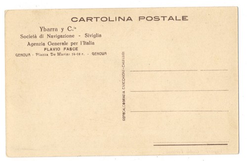 Spanish YBARRA LINE Ship CABO TORTOSA Italian 1920s Postcard - Rare - Picture 2 of 2