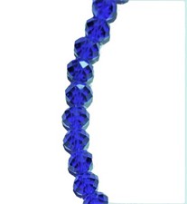 a string of AAA dark blue faceted glass crystal rondelle beads of 8, 10 mm