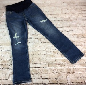 Liz Lange Maternity Womens Jeans Medium Distressed Full Panel Straight Leg  Blue 490290707589 | eBay