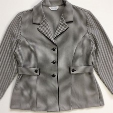 Elizabeth Williams Womens Hound Tooth Jacket Black White