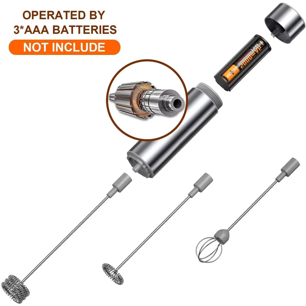 Milk Frother Handheld Three-Layer of Whisk- Battery Operated Electric Foam Maker