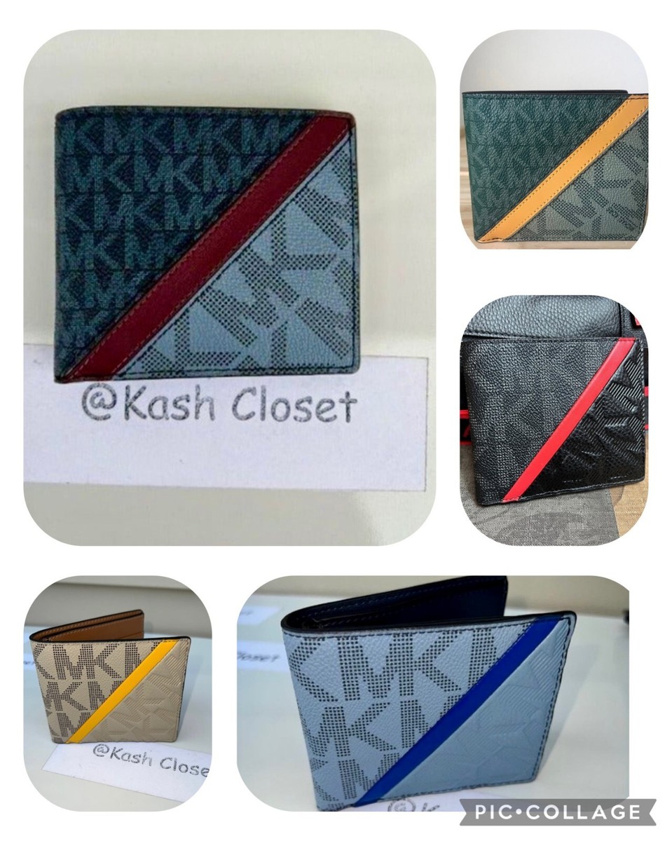 長財布 MICHAEL Kors Cooper Striped Wallet Michael Kors Unisex Cooper Striped Logo Billfold Wallet With