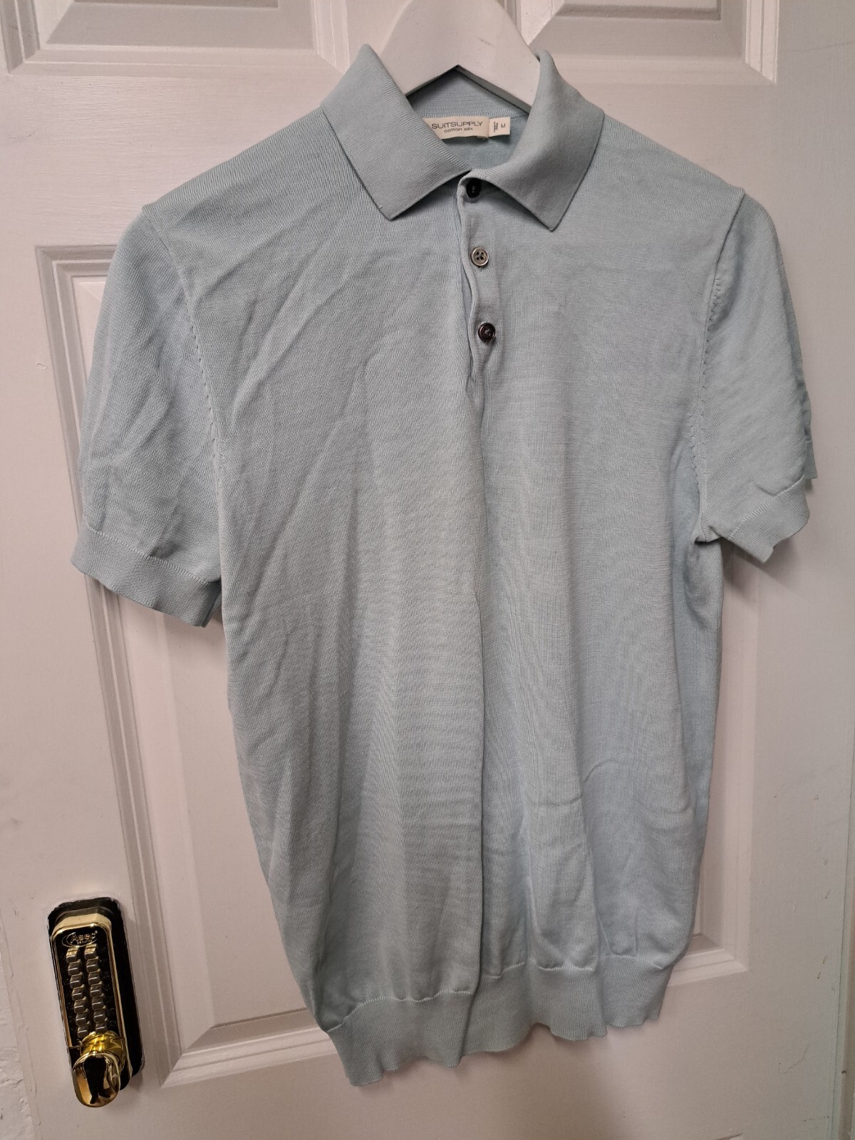 Tuta Fornitura Polo Blu Medio Manica Corta Cotone Seta London Savile Fila