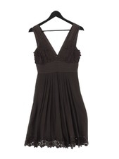 Marella Womens Midi Dress UK 8 Brown Silk wit...