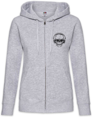 Headphones Sunglasses Skull Damen Zipper Hoodie Musiklehrer Sänger DJ Kopfhörer