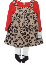 Carter's 3pc Baby Girl Jumper Fleece Dress  Red Shirt  Thights 9 Months NWT