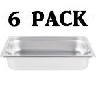 6 Pack Half Size Stainless Steel 2 1/2" Deep Steam Table Chafing Dish Food Pans