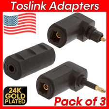 3pcs Right Angle Toslink Adapter Fiber Optic Mini Toslink Coupler Digital Audio