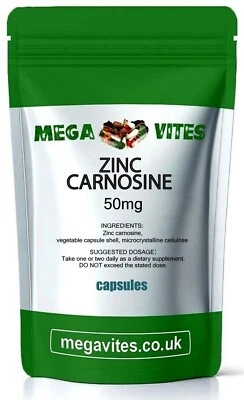 ZINC CARNOSINE CAPSULES 50mg x 60 - IMMUNE SUPPORT, WOUND HEALING - MEGAVITES