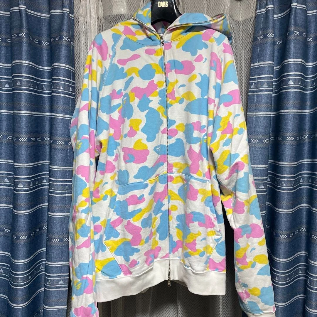 A Bathing Ape Hoodie 2005 OG Multi Color Camo Cotton Candy Bape Size L