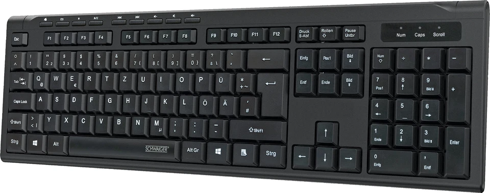 Tastatur Keyboard PC kabelgebunden QWERTZ DE USB Windows geräuscharm schwarz - Bild 2 von 2