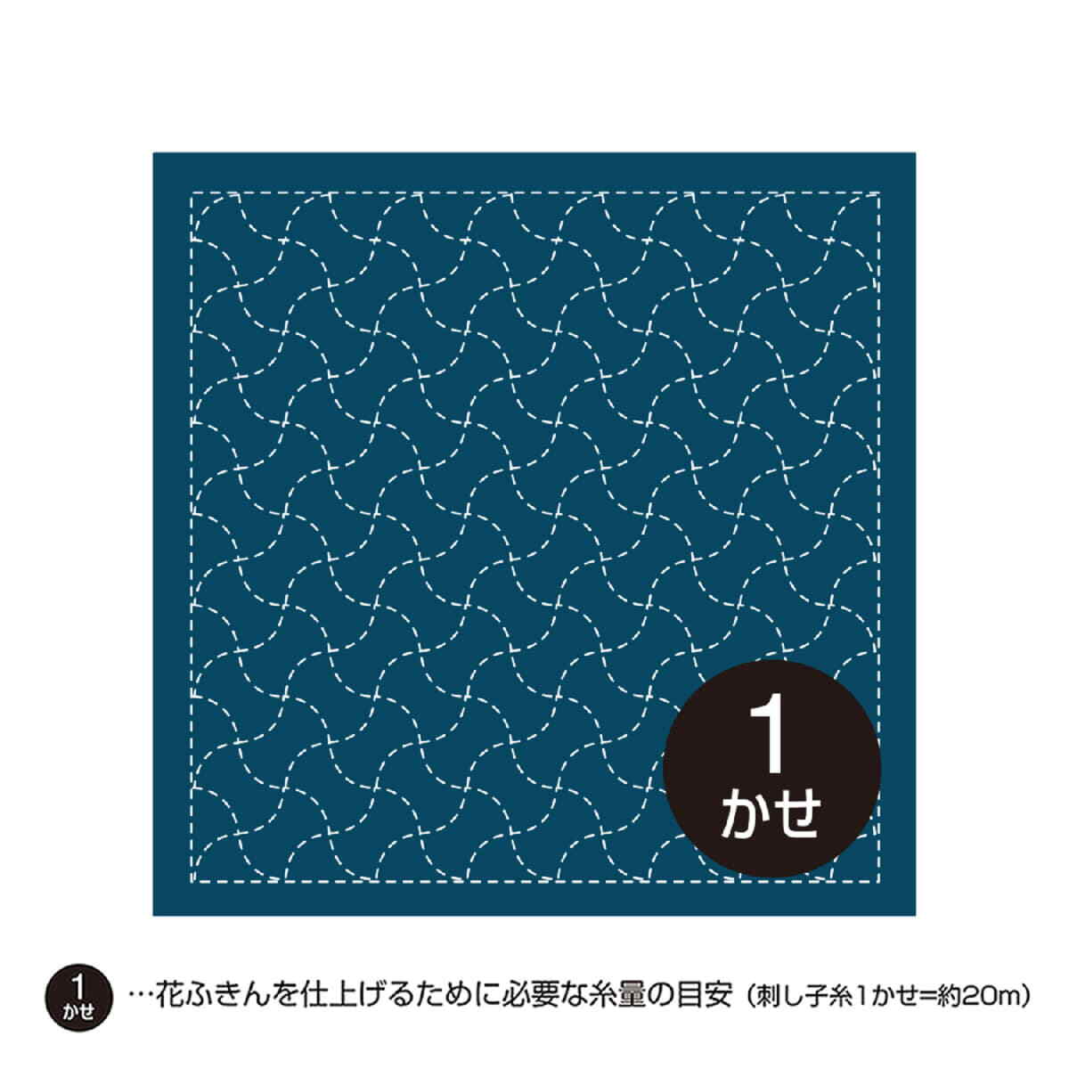 Olympus stamped Sashiko sampler (fabric only) ""Hana Fukin (Navy) Bundou-Tsunagi""