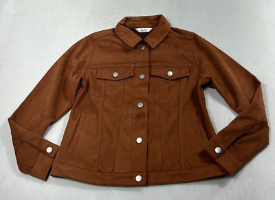 D&Co. British Tan Button Front Jacket Long Sleeve Chest Pockets Size XXS Womens