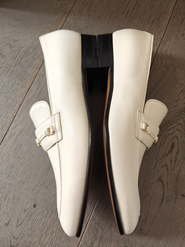 Gucci Mocassino GG ad incastro scarpe in pelle bianca UK 10,5 US 11 738468 13653G - Foto 2 di 6