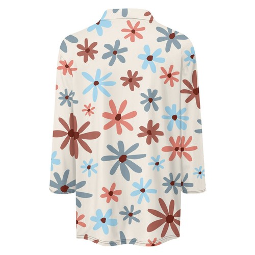 Women's 3/4 Sleeves V Neck Polo Shirts Casual Summer Tops Basic Collar Cute Tees - Picture 4 of 13
