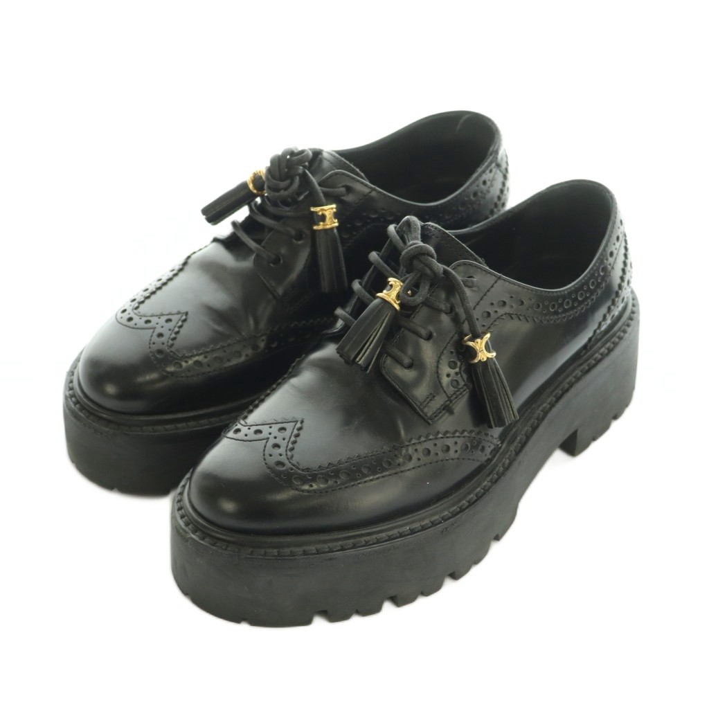 CELINE Flat Shoes Women's Size 36.5 Black Leather