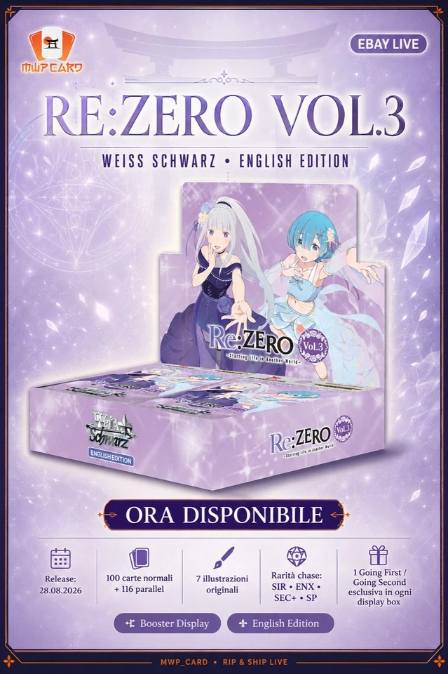 RE:ZERO VOL.3 NEW RELEASE WEISS SCHWARZ ENG - PROMO PACK 3X BOX