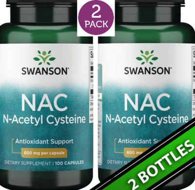 2 Pack NAC N-Acetyl Cysteine 200 Capsules (2x100) 600mg Liver Health Antioxidant