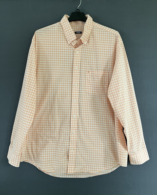 IZOD Mens Size 2X Orange Gingham Check Long Sleeve Button Down Shirt  XXL