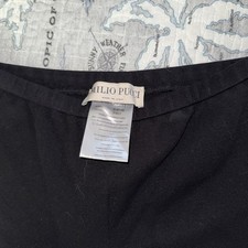 EMILIO PUCCI Lace stripe panel elastic stretch black cotton leggings size 8
