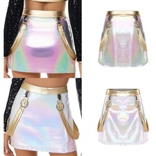 Women Carnivals Party Miniskirts Club Cosplay Sparkly Costume Dance Glossy Rave