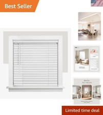Cordless Mini Blinds 1" Slats, Room Darkening - 56.25" x 60" White Vinyl