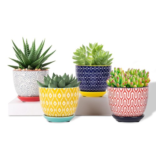 Ceramic Plant Pots 4.6 Inch Flower for Indoor Plants Succulent with Drainage