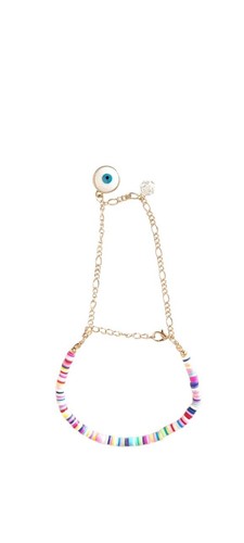 Colorful Disc Bead Bracelet with Gold Charm – Evil Eye & Pearl Accent Jewelry - Picture 2 of 4