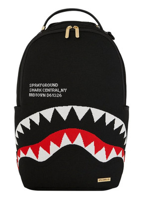 Sprayground Shark Central Knit Backpack New Black Bookbag Large School Bag